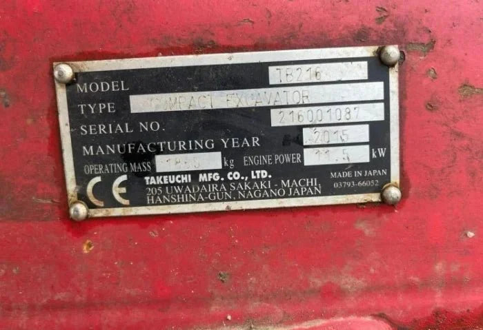 Mini-pelle Takeuchi TB216